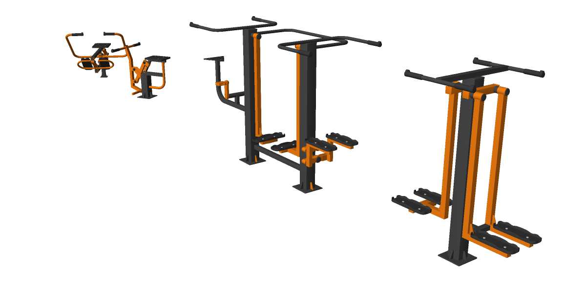 Outdoor Fitness Equipments Collection 3D Model