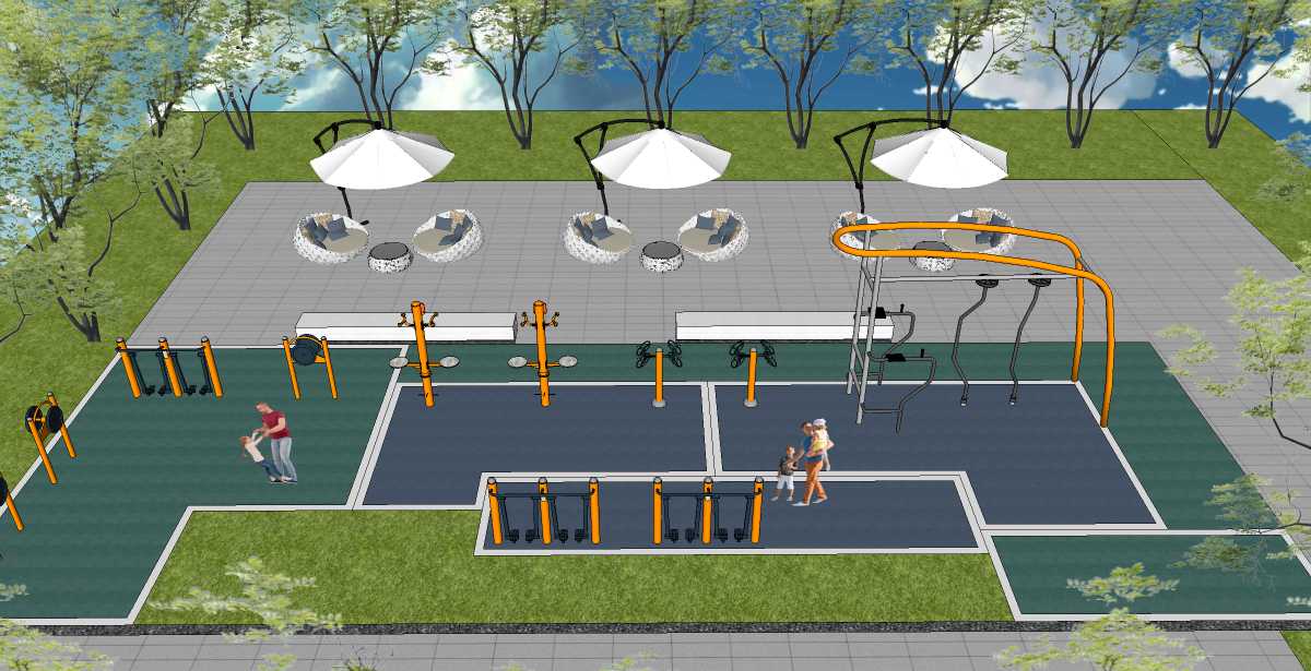 Outdoor Fitness Equipments Collection 3D Model