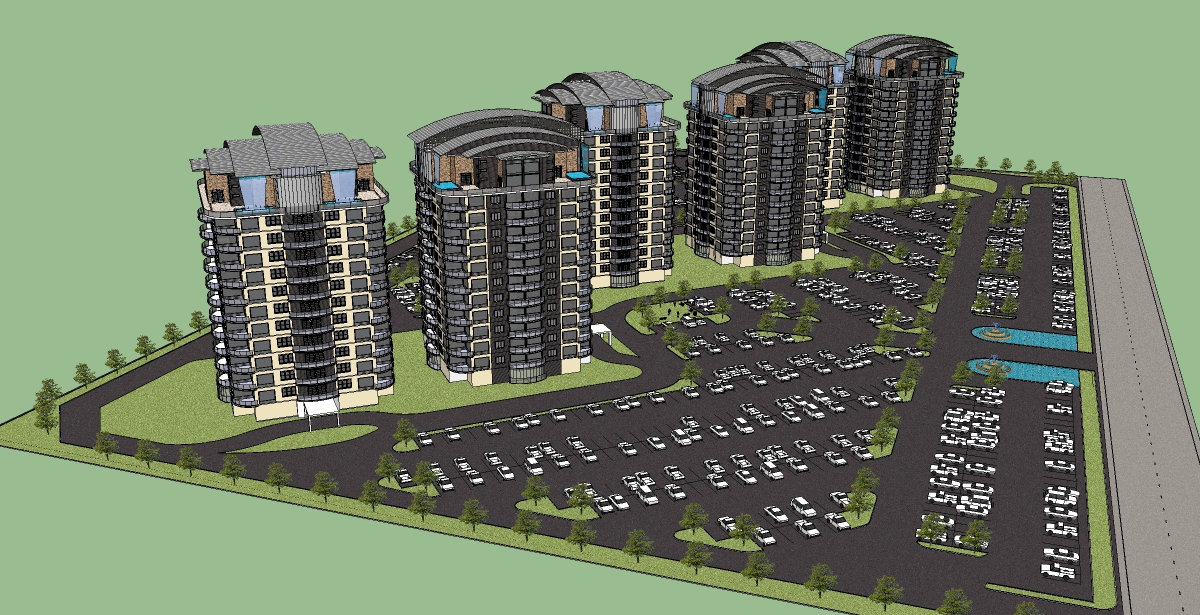 10 Residential Apartment Buildings 3D Model