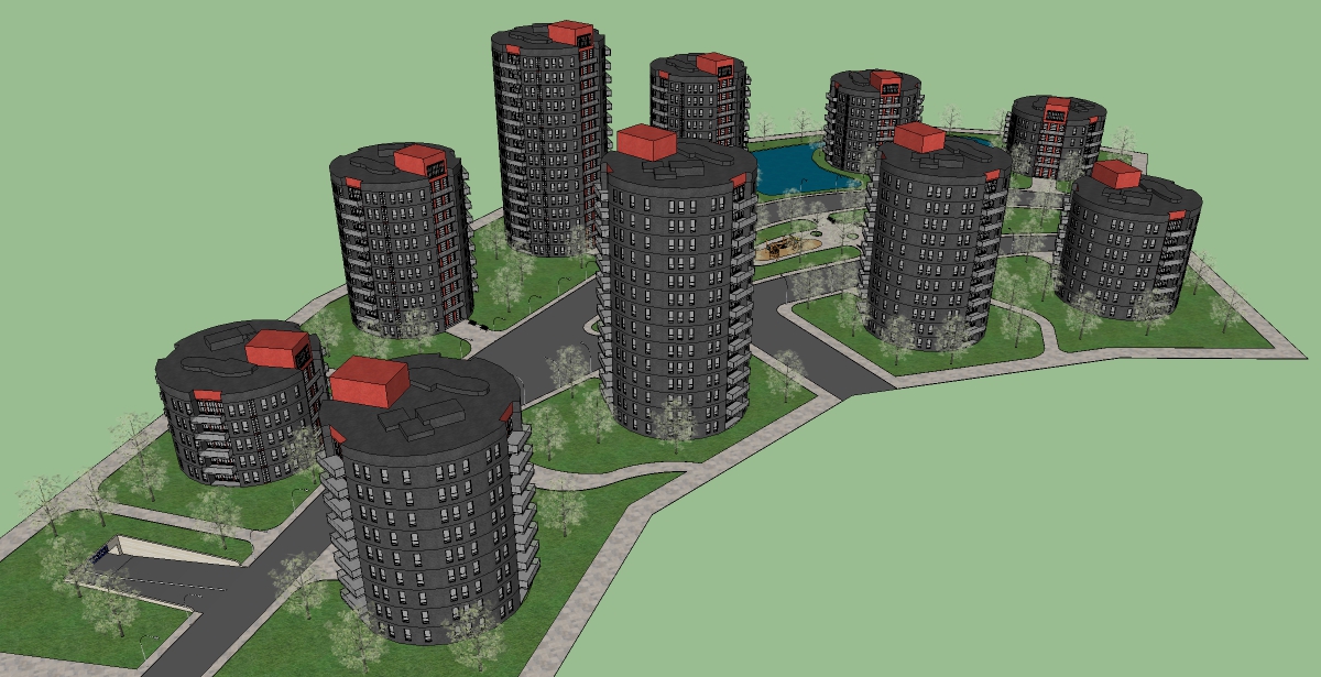 10 Residential Apartment Buildings 3D Model