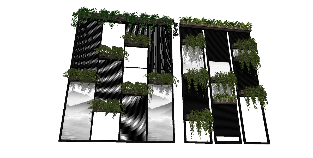 3D SketchUp design of wall plant model collections