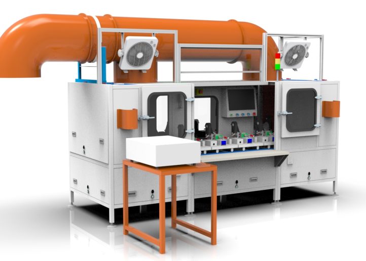 3D design model of the automated reliable aging test system for DC motors