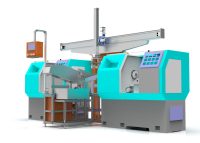 Automated CNC Lathe System with Robotic Arm 3D Design